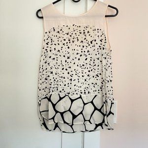 Club Monaco Tank Top Pink White Black Animal Print S 100% Silk